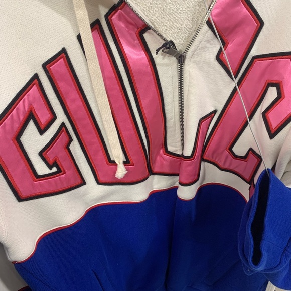 Gucci Game Logo Felted Cotton Jersey Zip Hoodie In White - Picture 1 of 4